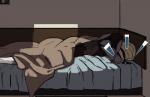 2017 absurd_res anthro bed bedding bedroom big_ears big_tail blanket book carpet cellphone clothing digital_media_(artwork) electronics fur furniture grey_body grey_fur hair hi_res hierro hierro_(artist) lying phone pillow solo tail