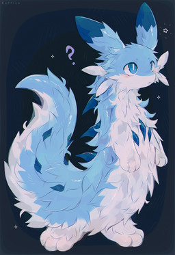 3_fingers 3_toes :< ambiguous_feral ambiguous_gender back_spikes big_tail biped bipedal_feral blue_body blue_ear_tips blue_ears blue_eyes blue_fur blue_spikes blue_tail blush blush_lines cheek_tuft countershade_face countershade_neck countershade_tail countershade_torso countershading detailed_fur dipstick_ears dipstick_tail ear_markings facial_tuft feet feral fingers fluffy fluffy_tail fur handpaw hindpaw kemono markings multicolored_body multicolored_ears multicolored_fur multicolored_tail paws pupils question_mark side_view simple_background solo spikes spikes_(anatomy) standing tail tail_markings thick_fur toes tuft two_tone_body two_tone_ears two_tone_fur two_tone_tail white_body white_countershading white_fur white_pupils white_tail koffizo palworld pocketpair chillet mammal mustelid pal_(species) 2026 absurd_res colored detailed digital_media_(artwork) full-length_portrait hi_res portrait shaded signature