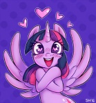 2016 blue_hair blush cutie_mark equid equine eyelashes feathered_wings feathers female feral friendship_is_magic hair hasbro heart_eyes heart_symbol horn mammal multicolored_hair my_little_pony mythological_creature mythological_equine mythology open_mouth pupils purple_eyes purple_hair signature simple_background solo sorc symbol-shaped_pupils teeth text twilight_sparkle_(mlp) unusual_pupils winged_unicorn wings