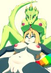 anthro areola big_breasts black_body black_fur blonde_hair blue_eyes blush boob_hat breasts duo eye_contact eyebrows eyelashes female female/female forked_tongue fur genitals green_body green_skin hair horn looking_at_another looking_down looking_up lying multicolored_tail navel nipples non-mammal_breasts nude on_back pink_areola pink_eyes pink_nipples pink_nose pupils pussy rainbow_tail simple_background sitting slit_pupils spread_legs spreading tail tongue tongue_out white_body white_fur numinex kimmy uel bear giant_panda lizard mammal reptile scalie 2018 digital_media_(artwork) hi_res