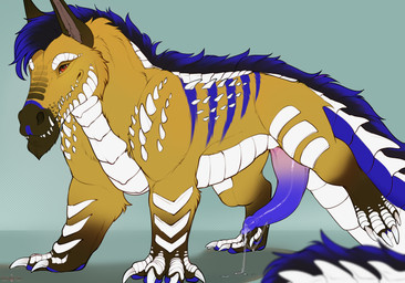 4_toes brown_body brown_fur claws erection feet feral front_view fur genitals inner_ear_fluff male penis red_eyes simple_background solo standing tail teeth toe_claws toes tuft angellsview3 conditional_dnp desta_(destayeen) alligator alligatorid crocodilian hybrid hyena mammal reptile scalie striped_hyena 2025 absurd_res digital_drawing_(artwork) digital_media_(artwork) hi_res