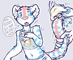 ageplay anthro blue_eyes bodily_fluids caught_in_the_act clean_diaper clothed clothing dialogue diaper duo embarrassed femboy folded_diaper genital_fluids holding_diaper holding_tail infantilism leaking_diaper looking_at_another male multicolored_body open_mouth roleplay smelly surprise tail tongue touching_diaper unclean_diaper urine used_diaper watersports wearing_diaper wet_diaper wetting addickted felid mammal pantherine tiger