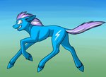 blue_body blue_fur cutie_mark feral fetlocks fur gradient_background hair hooves male purple_eyes purple_hair simple_background smile solo young young_feral young_male foxenawolf goldfur's_cogsverse hasbro my_little_pony blue_streak_(goldfur) earth_pony equid equine horse mammal pony