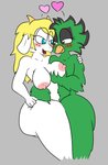 anthro blush breasts duo female hair skewedl0gic avian bird bovid canary caprine finch goat mammal oscine passerine heat_(disambiguation) hi_res