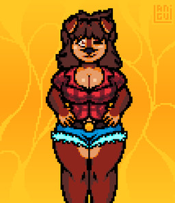 ahegao anthro breast_expansion breast_jiggle breasts clothing expansion female flannel_shirt jiggling looking_pleasured solo thigh_expansion wardrobe_malfunction langui canid canine mammal animated digital_media_(artwork) hi_res pixel_(artwork) pixel_animation