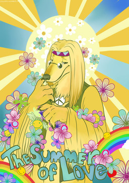 accessory ambiguous_gender anthro eyewear flower headband plant rainbow smile smiley_face solo sun sunglasses text dragonasis afghan_hound border_collie canid canine canis collie domestic_dog herding_dog hunting_dog mammal pastoral_dog sheepdog sighthound colorful_theme english_text