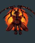 anthro big_breasts breasts cuff_(restraint) female handcuffs looking_at_viewer metal_cuffs restraints shackles solo wings adeloo demon equid equine horse hybrid mammal hi_res