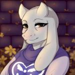 anthro breasts brick_wall clothed clothing detailed_background female flower fur horn looking_at_viewer plant smile solo wall_(structure) white_body white_fur yellow_eyes seniorseasalt undertale undertale_(series) toriel boss_monster_(undertale) bovid caprine mammal 1:1 2018 hi_res signature