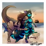anthro beach big_breasts big_butt bite blue_body blue_eyes blue_markings blush breasts brown_body butt clothed clothing duo female female/female fin fishnet_clothing fishnet_legwear freckled_arms freckled_butt freckled_face freckled_legs freckled_shoulders freckled_thighs freckles hair legwear looking_at_another markings navel nibbling non-mammal_breasts non-mammal_navel open_mouth sand seaside shark_fin shark_tail ship sky stripes surprised_expression swimwear tail text thick_thighs under_boob vehicle water watercraft wide_hips tulipsanddragons meris_(nf) fish marine shark 1:1 absurd_res colored digital_drawing_(artwork) digital_media_(artwork) english_text hi_res shaded signature