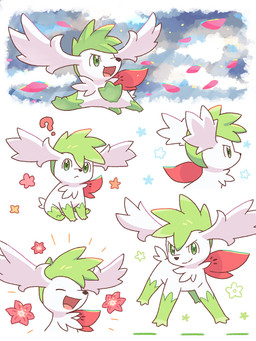 ambiguous_gender eyes_closed feral flower flying fur green_eyes green_hair hair happy looking_at_viewer open_mouth petals plant question_mark sitting solo tail tongue white_body white_fur nekogyo122 nintendo pokemon generation_4_pokemon legendary_pokemon pokemon_(species) shaymin sky_forme_shaymin 2025 3:4 absurd_res hi_res