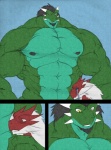 abs anthro biceps big_biceps big_muscles big_pecs black_hair bodily_fluids body_size_growth crying duo growth hair horn huge_muscles huge_pecs hyper macro male muscle_growth muscular muscular_anthro muscular_arms muscular_male nipples nude pecs potion red_body red_eyes red_scales scales size_transformation small_head tears tiny_head transformation white_hair yellow_eyes notveryathletic ryuakira third-party_edit mythology akira_(ryuakira) arekusanderu dragon mythological_creature mythological_scalie reptile scalie 2012 color_edit colored comic hi_res