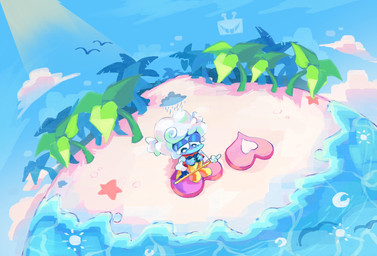beach blue_body blue_sky female hair outside plant sea sitting sky solo tree water white_hair playcenter deltarune undertale_(series) elnina_(deltarune) darkner 2025 hi_res