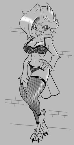 5_fingers anthro beak big_breasts bra breasts cleavage clothed clothed_anthro clothed_female clothing eyebrow_piercing eyebrows eyeliner eyeshadow facial_piercing feathers female female_anthro fingers fishnet_clothing fishnet_legwear fishnet_thigh_highs front_view fur hair leaning_on_wall legwear makeup non-mammal_breasts panties piercing rumbling_stomach simple_background skimpy solo tail tail_feathers thigh_highs underwear gothmeup joy_(shammy) avian bird owl 2024 digital_drawing_(artwork) digital_media_(artwork) full-length_portrait greyscale hi_res monochrome portrait