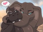 anthro big_breasts blue_eyes breast_squish breasts duo female female/female glistening glistening_breasts grey_body heart_symbol hug looking_at_viewer nude purple_eyes squish wolfdan86 common_hippopotamus elephant elephantid hippopotamid mammal proboscidean 2023 hi_res pictographics