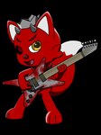 >:) anthro black_sclera demon_horns_(accessory) electric_guitar guitar holding_guitar holding_musical_instrument holding_object male musical_instrument plucked_string_instrument red_eyes silver_crown string_instrument white_sclera yellow_eyes oopsybearos pinkfong_wonderstar demonfong canid canine demon fox hybrid mammal 3:4 absurd_res alpha_channel hi_res