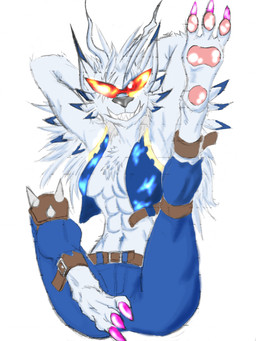 abs anthro armor athletic athletic_female bangs big_ears big_teeth blue_body blue_fur breasts chest_tuft claws clothing colored_nails crossgender eyewear fangs feet female fur glasses glistening grey_body grey_fur hair long_ears long_hair mtf_crossgender multicolored_body multicolored_fur muscular nails pawpads pink_claws pink_nails scar sharp_teeth snout soles solo spikes spiky_hair spread_legs spreading studs teeth topwear tuft two_tone_body two_tone_fur vest white_body white_fur harpseal bandai_namco digimon mythology tengen_toppa_gurren_lagann fan_character gurrla_(bioskunk) morrigan_(bioskunk) canid canine digimon_(species) mammal mythological_canine mythological_creature werecanid werecanine werecreature weregarurumon werewolf 2019 3:4 absurd_res hi_res
