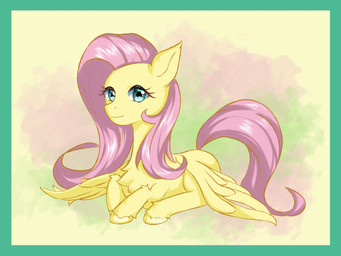 blue_border blue_eyes border female hair pink_hair solo wings yellow_body chris045 friendship_is_magic hasbro my_little_pony mythology fluttershy_(mlp) equid equine horse mammal mythological_creature mythological_equine pegasus pony 4:3 hi_res