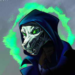 anthro bone bone_mask clothed clothing fangs female fully_clothed hood mask simple_background skull skull_mask smile solo teeth wearing_mask visitor_112 eiris_(saren662) 1:1 2026 absurd_res bust_portrait detailed hi_res icon portrait