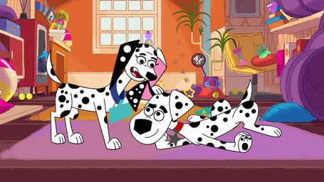 black_ears black_nose black_spots blue_collar caressing_head collar duo female feral fur heterochromatic_ears male pawpads pink_inner_ear red_collar spots toony white_body white_fur white_spots gabethetoonkid 101_dalmatian_street 101_dalmatians disney delilah_(101_dalmatians) dylan_(101_dalmatians) canid canine canis dalmatian domestic_dog mammal hi_res mother_(lore) mother_and_child_(lore) mother_and_son_(lore) parent_(lore) parent_and_child_(lore) parent_and_son_(lore) son_(lore)