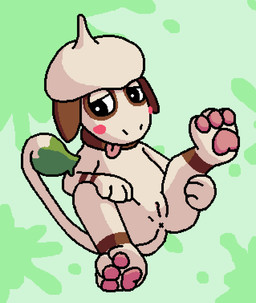 anthro anus arm_markings blush blush_stickers brown_ears brown_markings clitoral_hood clitoris dipstick_tail embarrassed facial_markings featureless_chest feet female flat_chested foot_focus fur genitals hand_on_butt hand_on_leg head_markings leg_markings looking_away lying markings nude on_back one_foot_raised paint paintbrush_tail pawpads paws presenting presenting_vulva simple_background solo spread_legs spreading tail tail_markings tan_body tan_fur tongue tongue_out vulva pixel_vibri nintendo pokemon generation_2_pokemon pokemon_(species) smeargle 2026 aliasing digital_media_(artwork)