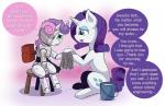 bandage bodily_fluids bucket container dialogue duo female horn machine tears text towel water vavacung friendship_is_magic friendship_is_witchcraft hasbro my_little_pony mythology rarity_(mlp) sweetie_belle_(mlp) sweetie_bot_(mlp) equid equine horse mammal mythological_creature mythological_equine pony robot unicorn 2018 english_text sibling_(lore) sister_(lore) sisters_(lore)