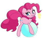 ball blue_eyes exercise_ball female feral hair hooves pink_body pink_hair quadruped simple_background smile solo white_background kindakismet friendship_is_magic hasbro my_little_pony pinkie_pie_(mlp) earth_pony equid equine horse mammal pony 2021 hi_res