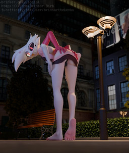 4_arms 5_toes barefoot bench bent_over black_clothing bottomwear bulge bulge_from_behind butt city clothed clothing crossdressing detailed_background feet femboy foot_fetish foot_focus fur hair humanoid_feet looking_at_viewer looking_back male multi_arm multi_limb night outside panties park park_bench partially_clothed pink_body pink_clothing pink_eyes pink_fur plant plantigrade presenting presenting_hindquarters public red_eyes skirt smile soles solo street_lamp text toes underwear upskirt white_body white_fur white_hair brinsar fishfunk_(modeler) hazbin_hotel hellaverse angel_dust animal_humanoid arachnid arachnid_humanoid arthropod arthropod_humanoid demon humanoid spider 3d_(artwork) detailed digital_media_(artwork) hi_res url