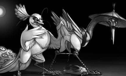 animal_genitalia avian_butt avian_feet bag bdsm beak bodily_fluids bondage bound duo elderly erection feathered_wings feathers feral finger_fetish finger_lick finger_play fingers forced gag genital_fluids genitals licking looking_back male male/male mature_male muzzle_(object) muzzled nude open_mouth penis precum rape restraints sex simple_background spreader_bar standing tapering_penis tongue tongue_out wings carrot_(artist) dreamworks kung_fu_panda lord_shen master_crane avian bird black-necked_crane crane_(bird) galliform gruiform grus_(genus) peafowl phasianid 2018 absurd_res digital_media_(artwork) greyscale hi_res monochrome
