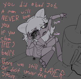 abuse abusive assault bad_parenting blood bodily_fluids child_abuse cigarette cigarette_in_hand cleaning cleaning_supplies cleaning_tool dialogue gore parenting vacuum_cleaner young poofythedragon arthropod insect lepidopteran moth absurd_res hi_res sketch daughter_(lore) parent_(lore) parent_and_child_(lore) parent_and_daughter_(lore)