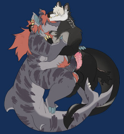 anthro belly countershading cuddling duo genitals grinding hairy male male/male overweight penis simple_background slightly_chubby tail thick_tail transparent_background candibat chompa_(character) aquatic fish shark unknown_species alpha_channel character_request hi_res