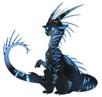 blue_eyes feral horn simple_background solo spines tail white_background tarkir mythology dragon mythological_creature mythological_scalie scalie wingless_dragon 2021 digital_media_(artwork) hi_res