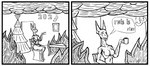 anthro big_ears breasts butt container cup female fire holidays humor joke looking_at_viewer machine nude simple_background solo text the_dark_skull new_year new_year_2024 this_is_fine android canid canine canis jackal mammal robot english_text guide_lines hi_res meme monochrome sketch sketch_page