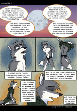 4_fingers 4_toes anthro black_nose bottomwear butt clothed clothed_anthro clothed_male clothing dialogue disembodied_voice dressing feet fingers full_moon fur furgonomics grey_body grey_fur hindpaw humanoid_hands kneeling loincloth male moon multicolored_body multicolored_fur nature navel nipples nude nude_anthro nude_male nude_to_clothed nude_to_fully_clothed nude_to_topless outside paws praying shirt solo speech_bubble standing tail text toes topless_to_clothed topwear two_tone_body two_tone_fur white_body white_fur spiritofash andreas_(spiritofash) canid canine canis mammal wolf comic english_text hi_res
