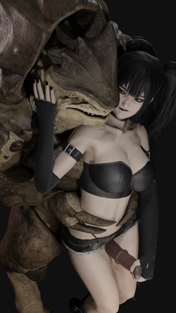 alien_genitalia alternative_fashion animal_genitalia anthro armwear aroused aroused_face aroused_male big_breasts big_penis bite biting_lip black_hair breasts clothed clothing curvy_figure duo equine_genitalia erection female female_human from_behind_position genitals goth green_eyes grinding grinding_on_penis hair hand_on_penis huge_penis interspecies larger_male light_body light_skin lipstick makeup male male/female monster_on_female monster_on_human nude penis penis_poking_out scales sex size_difference skimpy smaller_female smile standing teasing thigh_sex onenef bioware electronic_arts mass_effect alien human humanoid krogan mammal monster 3d_(artwork) 9:16 digital_media_(artwork) hi_res