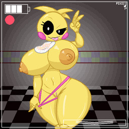 anthro areola beakless bib big_breasts black_sclera breasts brown_areola brown_nipples camera_view clothed clothing detailed_background eyelashes female flashing flashing_pussy genitals gesture hand_gesture head_feathers head_tuft huge_breasts looking_at_viewer machine navel nipples non-mammal_breasts non-mammal_nipples panties panties_down partially_clothed pink_clothing pink_panties pink_underwear rosy_cheeks solo thick_thighs tongue tongue_out tuft underwear underwear_down v_sign vulva white_eyes wide_hips yellow_body pixizi five_nights_at_freddy's five_nights_at_freddy's_2 scottgames toy_chica_(fnaf) animatronic avian bird chicken galliform phasianid robot 1:1 2022 digital_media_(artwork) hi_res