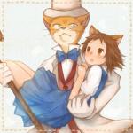 anthro brown_hair clothing dress duo female hair hat headgear headwear holding_character male open_mouth top_hat whiskers machiko ghibli the_cat_returns baron_humbert_von_gikkingen haru_yoshioka domestic_cat felid feline felis mammal 1:1 2013 low_res