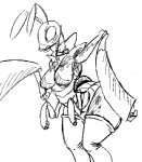anthro arthropod big_breasts blush breasts dungeons_and_dragons female hasbro insect mantis medium_breasts monochrome multi_limb non-mammal_breasts raised_arm solo thri-kreen unknown_artist wide_hips wizards_of_the_coast