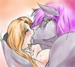 ambiguous_gender anthro big_breasts blush breast_squish breasts duo eyes_closed female hair hooves kissing male male/female nude purple_hair simple_background squish karamazov dragon_quest dragon_quest_v square_enix bianca_(dragon_quest) kon_the_knight equid equine horse human mammal hi_res