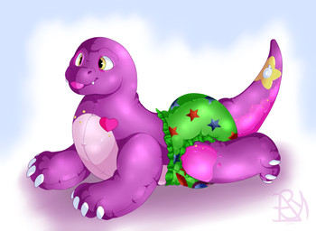 animal_pool_toy clothed clothing diaper feral green_diaper heart_(marking) heart_on_body heart_symbol inflatable male markings pattern_diaper pool_float pool_toy print_diaper simple_background solo star star_(marking) star_on_body star_pattern star_polygon star_print starry_diaper tongue tongue_out wearing_diaper lt.scuttlebutt zoran dinosaur prehistoric_species reptile scalie theropod tyrannosaurid tyrannosauroid tyrannosaurus tyrannosaurus_rex hi_res