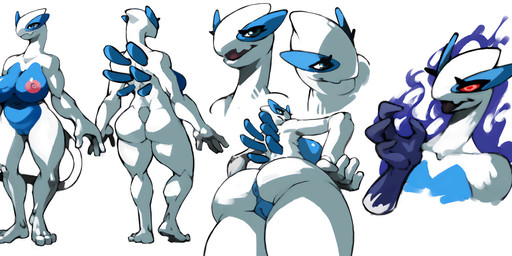 anthro anthrofied anus big_breasts biped blue_eyes breasts butt corruption curvy_figure feet female front_view genitals hand_on_hip hands_on_hips huge_breasts humanoid_feet looking_at_viewer low-angle_view nipples non-mammal_breasts non-mammal_nipples nude plantigrade pokemorph rear_view solo standing tail voluptuous vulva white_body wide_hips worm's-eye_view bittenhard nintendo pokemon avian generation_2_pokemon legendary_pokemon lugia pokemon_(species) hi_res