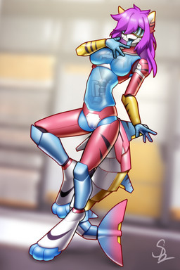 anthro female genitals joints machine robotic robotization solo translucent translucent_body translucent_tail visor vulva nariikhan aquatic felid fish hybrid mammal pantherine robot robot_anthro shark tiger hi_res