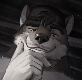 anthro backwards_baseball_cap backwards_cap backwards_hat baseball_cap clothing fangs hair hair_through_hat hand_on_chin hat headgear headwear male smile smiling_at_viewer solo teeth solomon echo_(series) echo_project the_smoke_room fuckboy_emoji kane_dunbar canid canine canis mammal wolf low_res