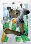 anthro anthrofied braided_hair female hair smile solo strawberryneko nintendo pokemon generation_8_pokemon pokemon_(species) wooloo