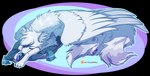 alpha_channel arm_tuft atsuoru back_wings black_claws blue_outline canid canine canis claws dipstick_tail elbow_tuft eyes_closed feathered_wings feathers feral fluffy fluffy_tail fur fur_markings geometric_background grey_body grey_fur grey_markings grey_tail head_tuft hi_res hybrid inner_ear_fluff lying male mammal markings multi_tail outline patreon patreon_logo pawpads pillow purple_pawpads ruff simple_background sirius_hoshi_skaarsgard sleeping tail tail_markings tassels toe_claws tuft white_body white_fur white_inner_ear_fluff white_tail_tip white_wings wings wolf