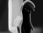 alpaca camelid chest_tuft creepy_face door female feral greyscale hi_res hitsuji looking_at_viewer mammal monochrome nightmare_fuel paprika_paca_(tfh) pupils solo them's_fightin'_herds tuft white_pupils