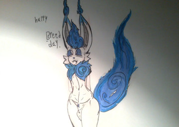 blue_eyes colored_fire feral fire fur male solo white_body white_fur jadeoffraggens nintendo pokemon pluto_(ven) eeveelution flareon generation_1_pokemon pokemon_(species)