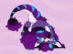 anthro blue_markings blue_paws butt feral fur male markings purple_body purple_eyes purple_fur solo space tail tail_tuft tuft spicybox mythology fenrisloxias canid canine canis dragon hybrid mammal mythological_creature mythological_scalie scalie wolf hi_res