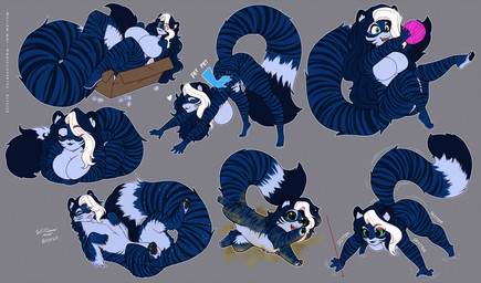 acting_like_a_cat anthro ball_of_yarn blue_body blue_eyes blue_fur box breasts catloaf catnip container drugs featureless_breasts female feral fur laser petting solo striped_body striped_fur stripes yarn wmdiscovery93 if_it_fits_i_sits_(meme) celest felid mammal pantherine tiger hi_res meme