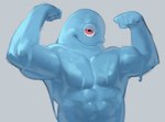 1_eye 5_fingers abs biceps blue_body fingers fist flexing grey_background half-closed_eyes looking_at_viewer male male_humanoid muscular muscular_humanoid muscular_male narrowed_eyes noseless not_furry nude nude_humanoid nude_male pecs pink_eyes raised_arms simple_background smile solo translucent translucent_body kogito dreamworks monsters_vs._aliens b.o.b._(monsters_vs._aliens) goo_creature goo_humanoid humanoid 2024 hi_res