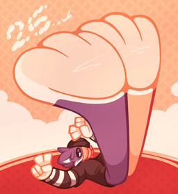 3_toes anthro big_feet clothed clothing countershade_feet countershading different_colored_paws eyeshadow feet female flat_chested foot_fetish foot_focus gesture hair hair_over_eye hand_gesture headgear huge_feet hyper hyper_feet looking_at_viewer makeup padless_paws pantsless pantsless_female pattern_clothing pose solo striped_clothing stripes toes v_sign white_soles cinemachimaera epic_games fortnite paw_day meow_skulls domestic_cat felid feline felis mammal hi_res pinup